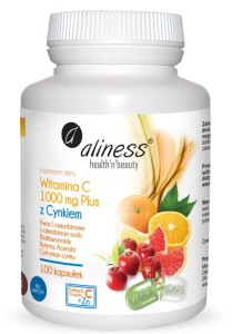Witamina C 1000 mg z CYNKIEM PLUS Rutyna, Acerola 100 kaps.  Aliness