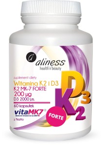 Witamina K2 FORTE 200 NATTO + D3 2000 UI 60 kaps. Aliness