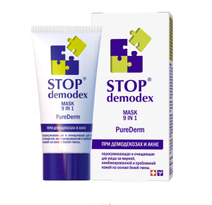 Stop Demodex Maska do twarzy 9w1 Nużyca, Trądzik 50ml PureDerm