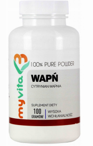 WAPŃ Cytrynian Wapnia w proszku 100g MyVita