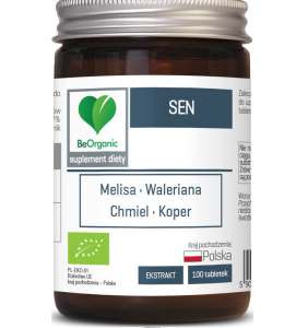 SEN BIO Preparat ziołowy na lepszy sen 100 tabl. BeOrganic Aliness