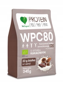 WPC 80 BIO Koncentrat Białko Serwatkowe 345g kakao BeOrganic Czysty skład