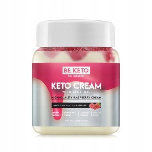 KETO Krem Biała Czekolada Malina BeKeto z olejem MCT 250 g