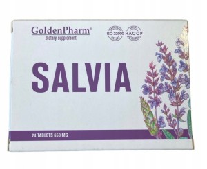 SZAŁWIA Z LUKRECJĄ 650mg BÓL GARDŁA ZAPALENIE JAMY USTNEJ 24 tabl